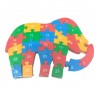 Funwood Games 26 Pieces Wooden Elephant Puzzle Toy with Alphabet and Numbers Puzzle Toy