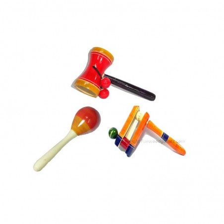 Funwood Games Amazing Combo of 3 Super Wooden Rattles