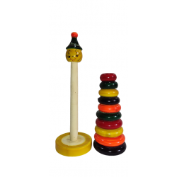 Funwood Games Combo Wooden Toys | Joker Stacking Ring Set | String Top | Umbrella Top | Yoyo (Combo of 4) Toys