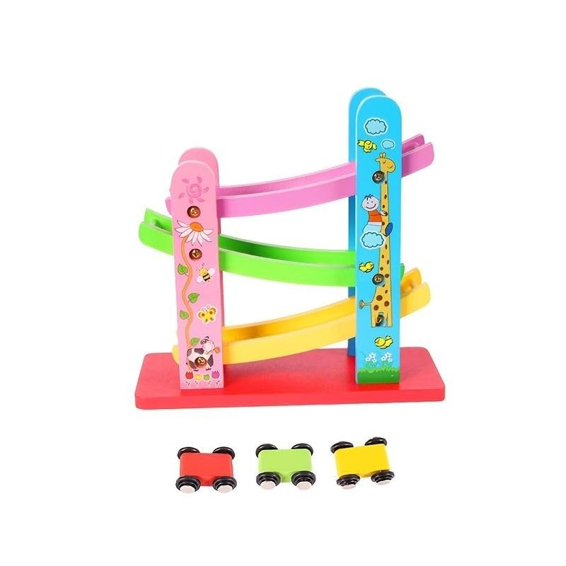 Funwod Games Wooden Ramp Race Track Toy Set for Kids, Multi-Colour