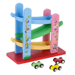 Funwod Games Wooden Ramp Race Track Toy Set for Kids, Multi-Colour